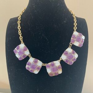 Vintage Signed Duban & Christel Limoges Choker Necklace Purple And Crème